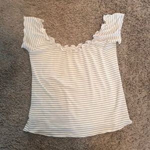 John galt white striped crop top S